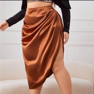 Plus Size Rust Ruched Skirt